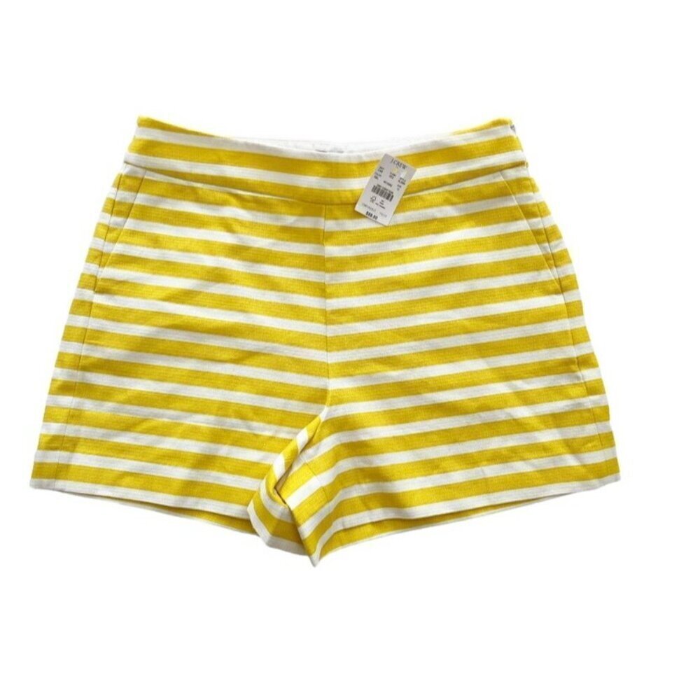 J. Crew Factory Women's Sz 10 Yellow & White Striped Basketweave Shorts NWT - Picture 2 of 9